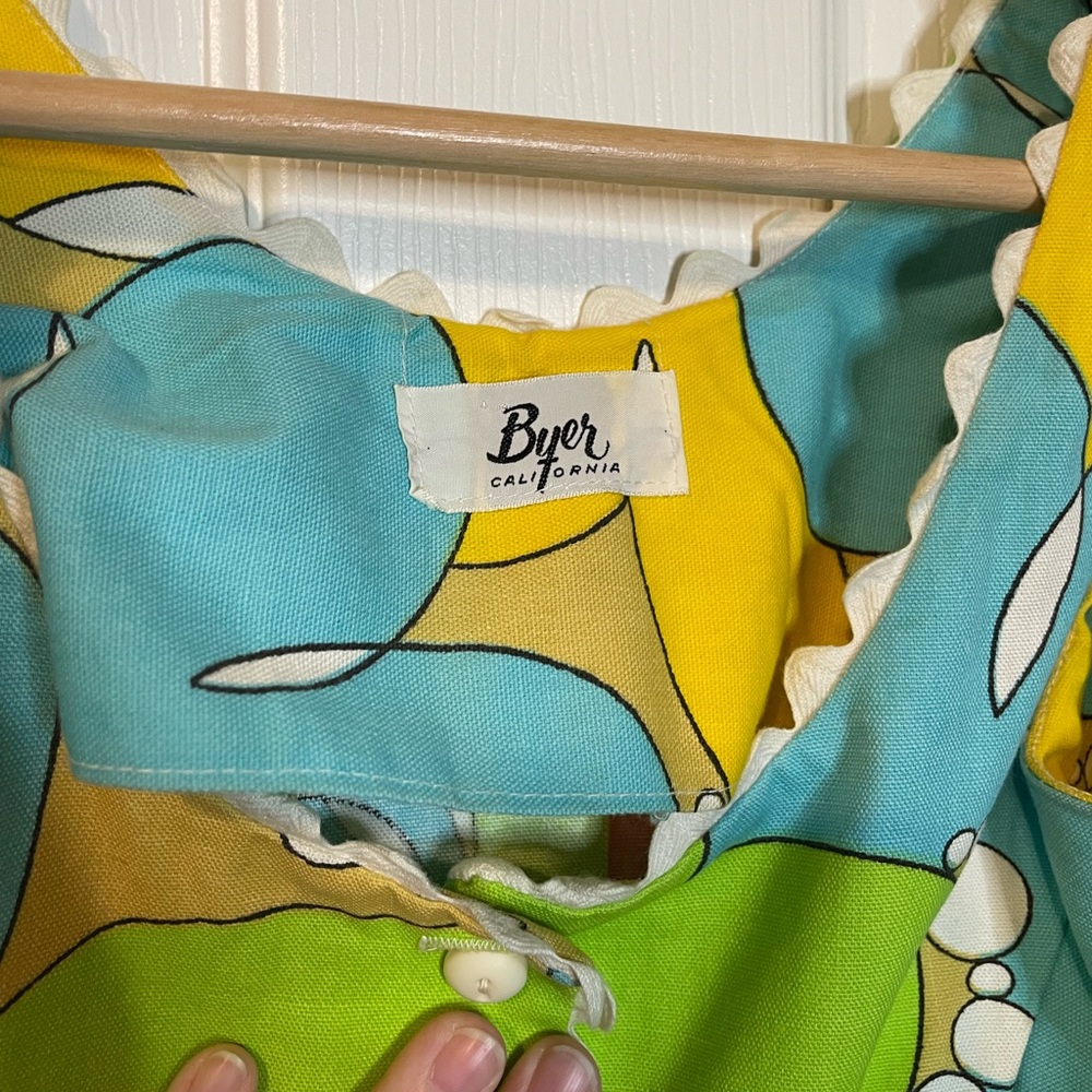 VTG Byer California 60s romper bright psychedelic mod print sz S - Picture 3 of 7